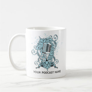 Mug Nom du podcast Microphone bleu