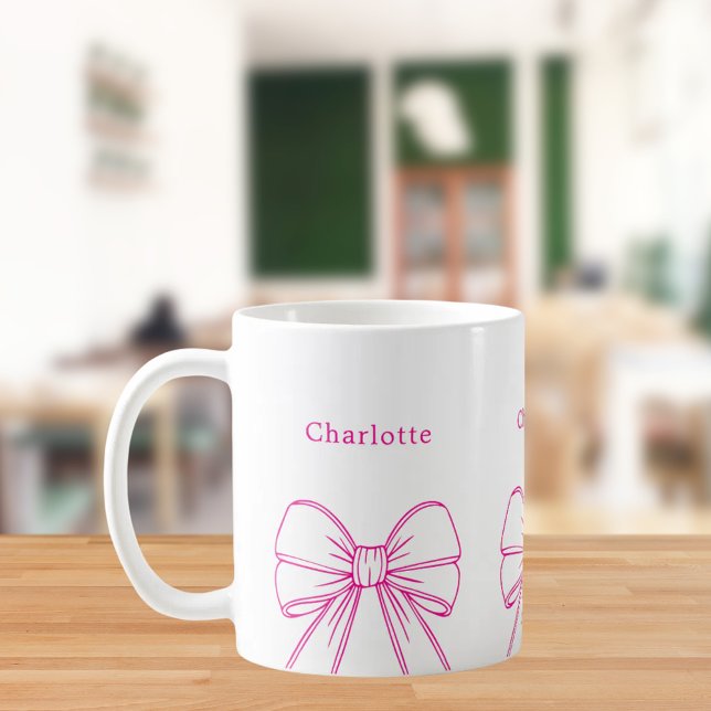 Mug Nom du script à ruban rose chaud (Créateur téléchargé)