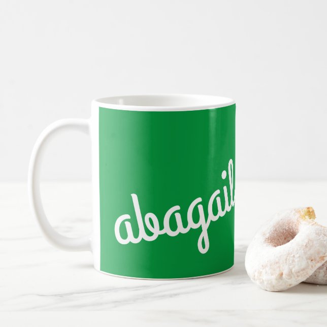 Mug Nom du script Cadeau personnalisé Kelly Green (Avec donut)