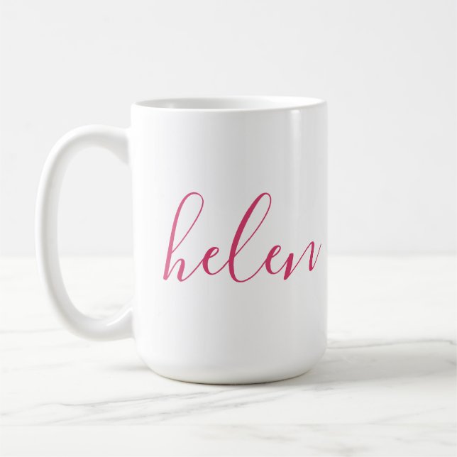 Mug Nom du script Cadeau personnalisé Rose blanc perso (Gauche)