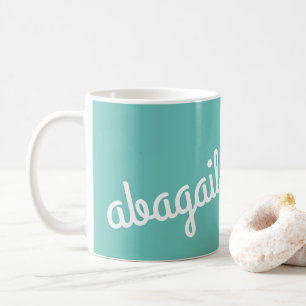 Mug Nom du script Cadeau personnalisé Turquoise Bleu B