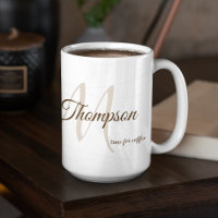 Nom du script et initiale (monogramme) blanc 15 oz