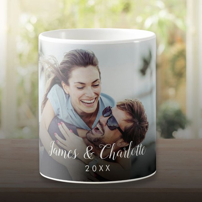 Mug Nom du script photo de votre couple préféré (Your Favorite Couple Photo Script Name Coffee Mug)