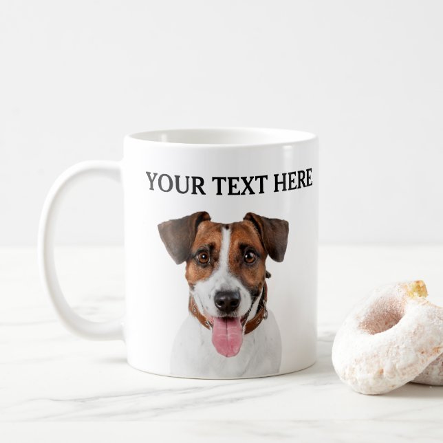 Mug Nom du visage du chien personnalisé Propriétaire d (Avec donut)