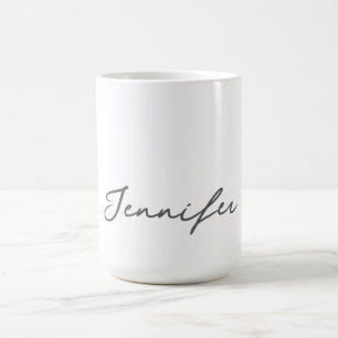 Mug Nom écriture manuscrite minimaliste moderne gris b