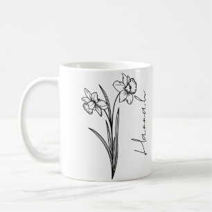 Mug Nom élégant de script Mars Fleur de naissance Jonq