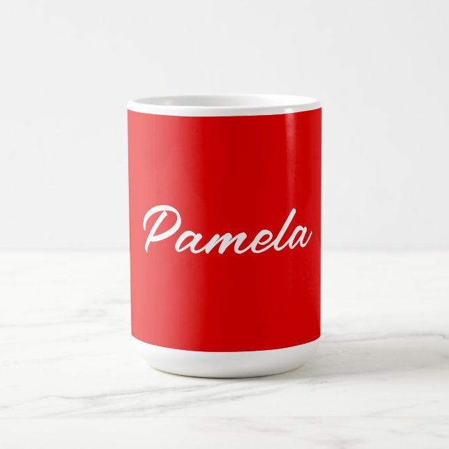 Mug Nom élégant Minimaliste classique rouge chaud (Centre)