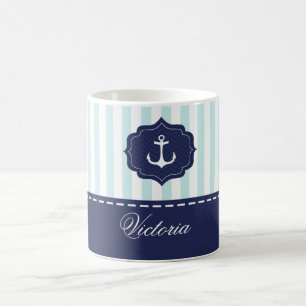 Mug Nom en bon état nautique de coutume d'Ancre de