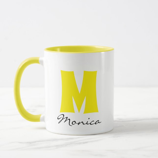 Mug Nom et monogramme personnalisés du script (Gauche)