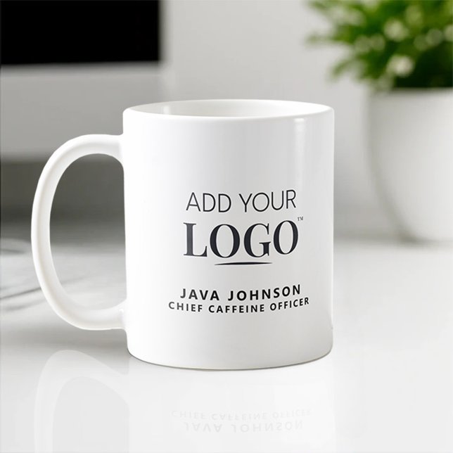 Mug Nom et poste de l'employé personnalisé Logo de l'e (Créateur téléchargé)