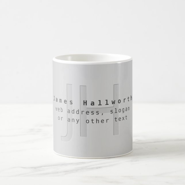 Mug Nom et Slogan modifiable moderne | Gradient gris (Centre)