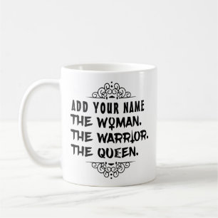 Mug Nom fait sur commande drôle la femme le guerrier