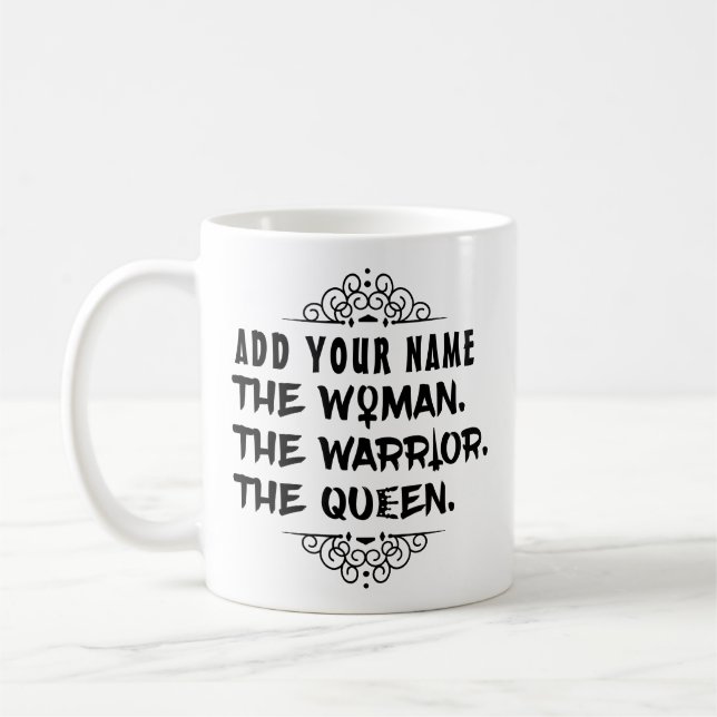 Mug Nom fait sur commande drôle la femme le guerrier (Gauche)