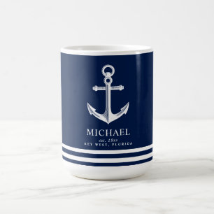 Mug Nom fait sur commande orienté nautique de l'Ancre