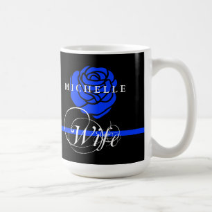 Mug Nom fait sur commande rose mince de Blue Line