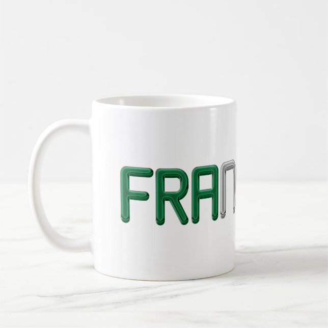 Mug Nom Francesco Drapeau italien Couleurs Typographie (Gauche)