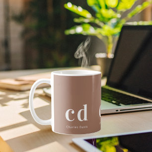 Mug Nom initiales monogramme marron Mocha