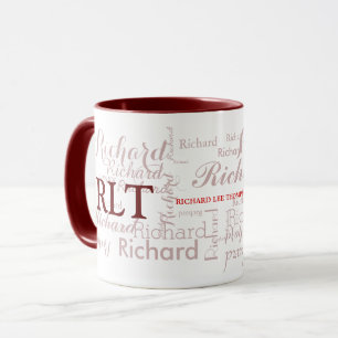 Mug nom & initiales typographie personnalisée marron