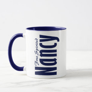Mug Nom inspirationnel Customisé "Nancy" en bleu marin