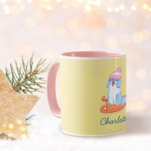 Mug Nom joyeux de vieux chien de berger anglais jaune