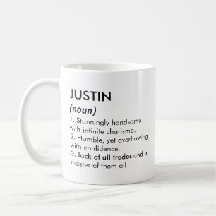 Mug Nom Justin, Nom modifiable, Nom personnalisé