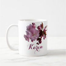 Nom Karen personnalisable fleurs en fleurs roses