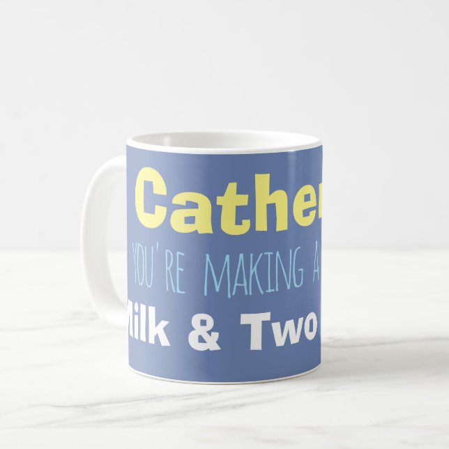 Mug Nom & Lait & Instructions sur un (Devant gauche)