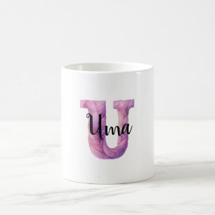 Mug Nom lettre U rose violet cosy 