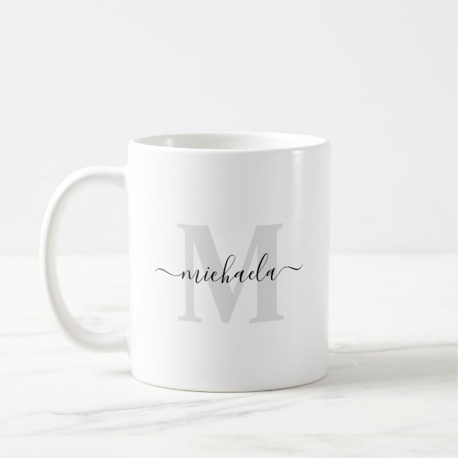 Mug Nom manuscrit monogrammé initial élégant (Gauche)