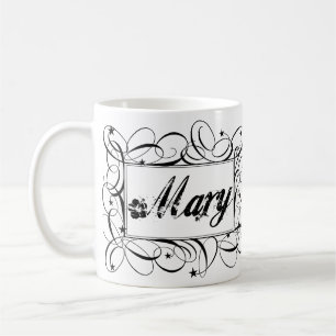 Mug Nom Mary en noir à l'intérieur d'un cadre élégant