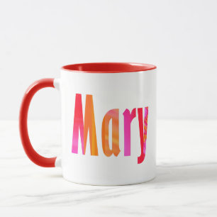 Mug Nom "Mary", Fun Colorful Pink Orange Lettres