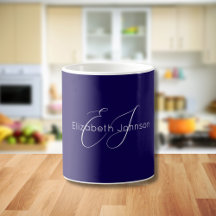 nom minimaliste classique monogramme bleu et blanc