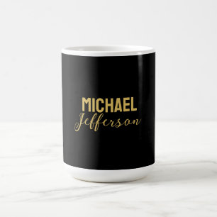 Mug Nom minimaliste moderne élégant couleur noir or