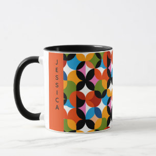 Mug Nom moderne couleur motif rétro du milieu du siècl