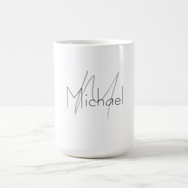 Mug Nom moderne minimaliste monogramme (Centre)