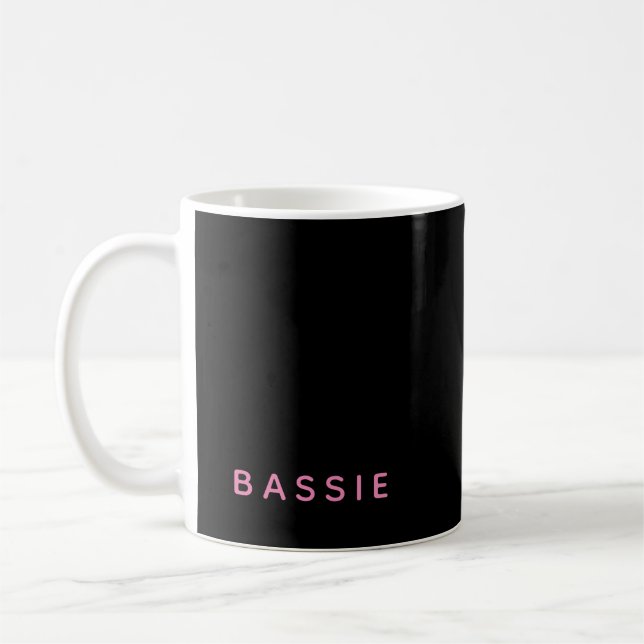 Mug Nom moderne minimaliste noir personnalisé (Gauche)
