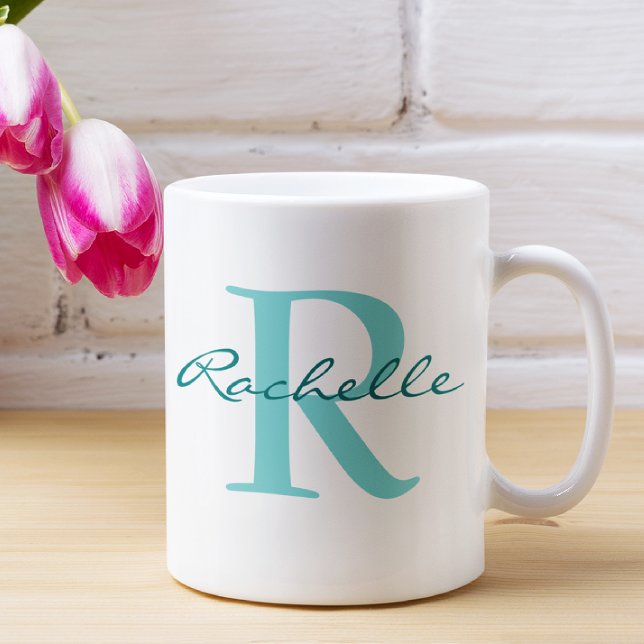 Mug Nom moderne & Monogramme Initial Classic (Créateur téléchargé)