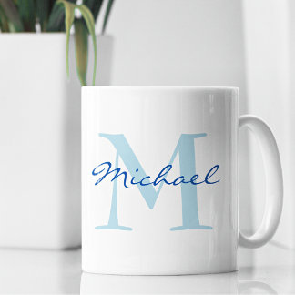 Mug Nom moderne & Monogramme Initial Classic