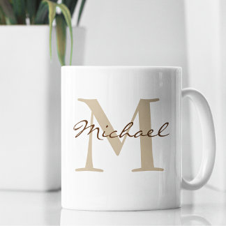 Mug Nom moderne & Monogramme Initial Classic