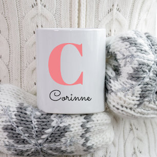 Mug Nom moderne Monogramme Noël initial présent