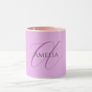 Mug Nom Monogramme Lettre initiale Orchid & Lilac