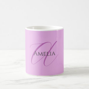 Mug Nom Monogramme Lettre initiale Orchid & Lilac