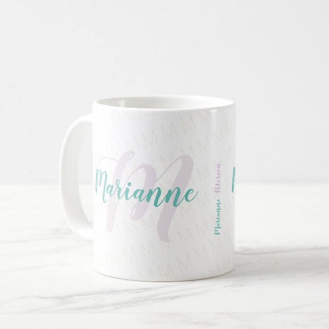 Mug nom monogrammed manuscrit / monogramme (Devant gauche)