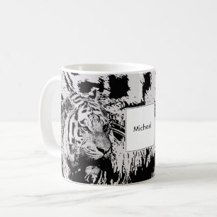 Mug Nom noir et blanc de monogramme d'impression de