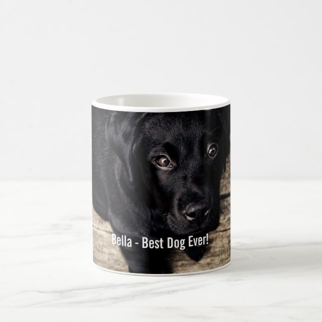 Mug Nom noir personnalisé de photo de chien de (Centre)