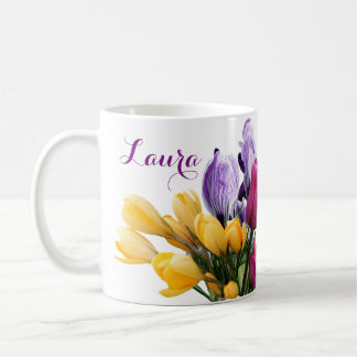 Mug Nom personnalisable Laura fleurs printanières colo