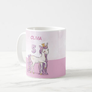 Mug Nom personnalisé 5e anniversaire Cheval rose avec 
