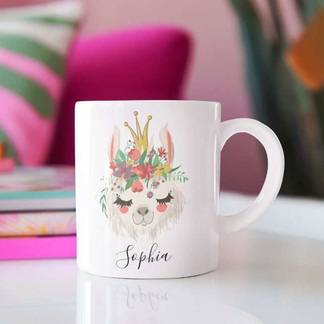Mug Nom Personnalisé Alpaca Cadeau, Cute Llama Face, (Créateur téléchargé)