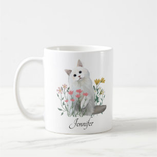 Mug Nom personnalisé   Amoureux de les chats blancs