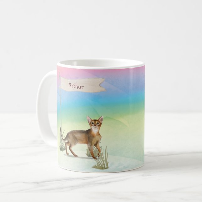 Mug Nom personnalisé Animal de chat Abyssinian (Devant gauche)